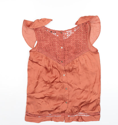Womens UK Size 10 Per Una Orange Basic T-Shirt