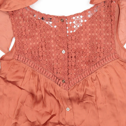 Womens UK Size 10 Per Una Orange Basic T-Shirt
