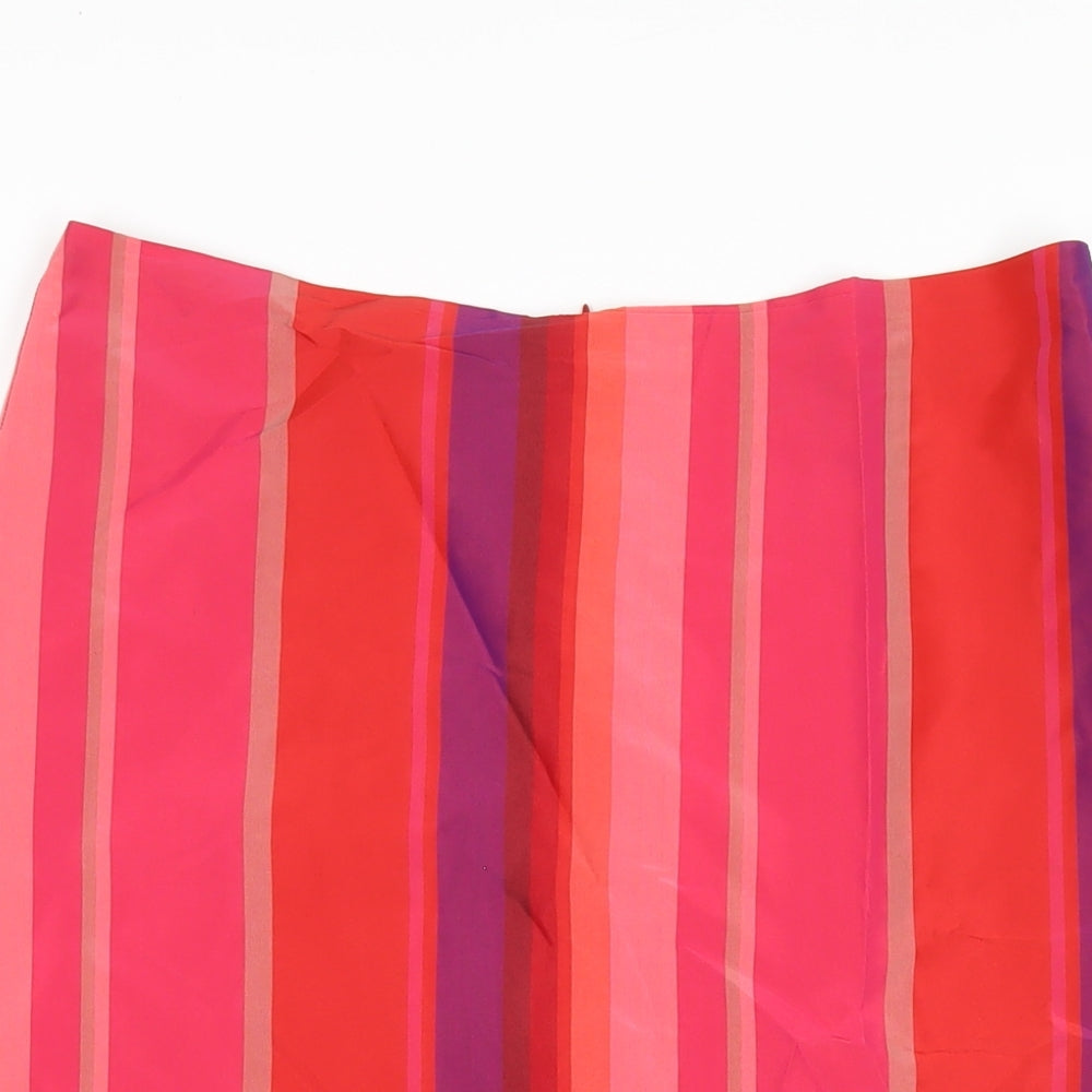 French Connection Womens Multicoloured Striped Acetate A-Line Skirt Size 10 Zip