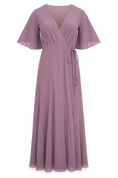 Boohoo Womens Purple Polyester Wrap Dress Size 10 V-Neck Tie
