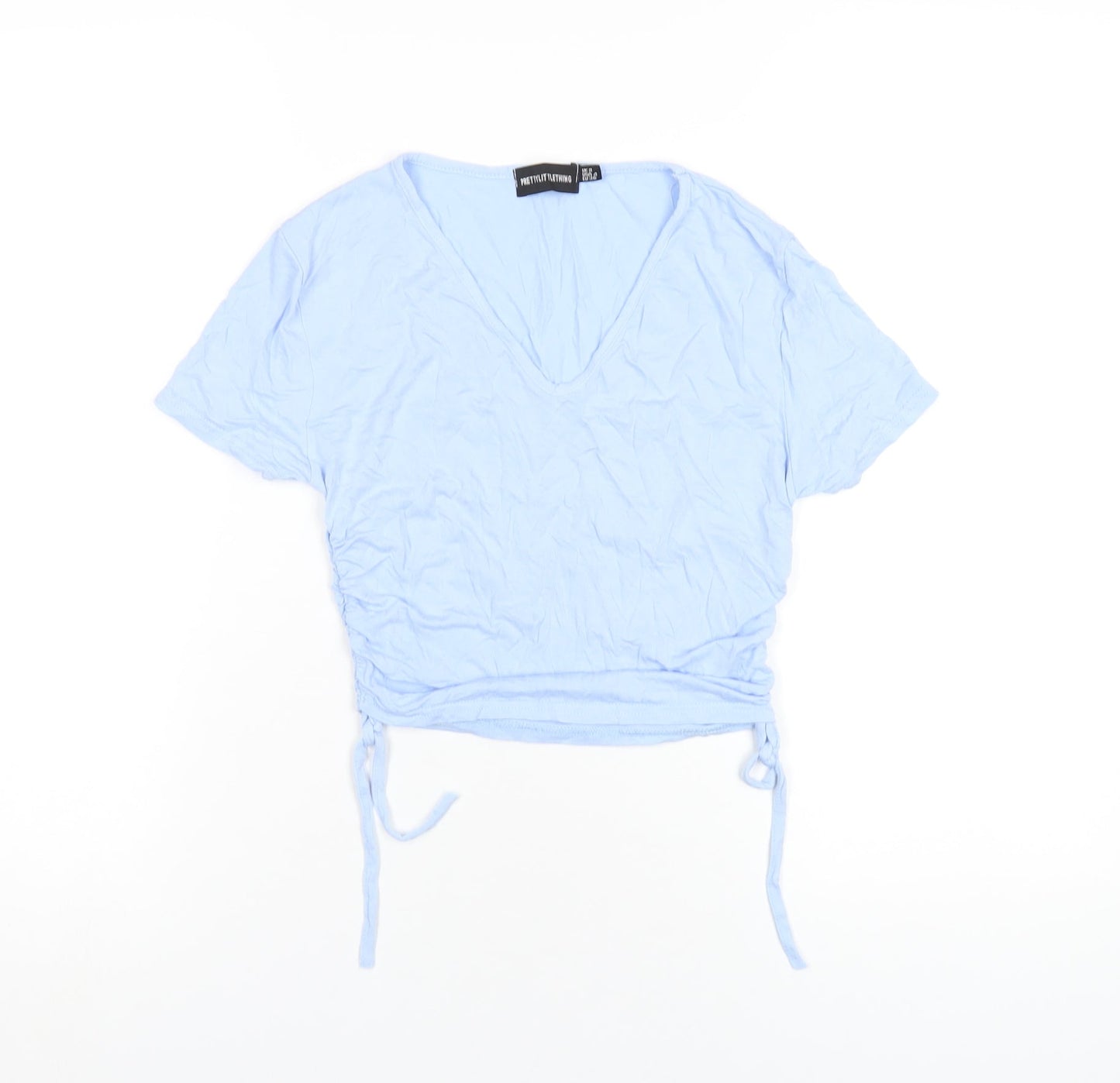 Womens UK Size 8 PRETTYLITTLETHING Blue Cropped T-Shirt