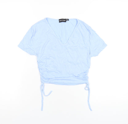 Womens UK Size 8 PRETTYLITTLETHING Blue Cropped T-Shirt
