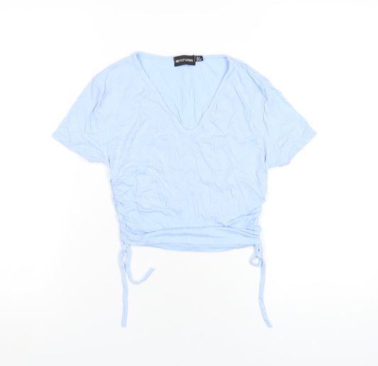 Womens UK Size 8 PRETTYLITTLETHING Blue Cropped T-Shirt