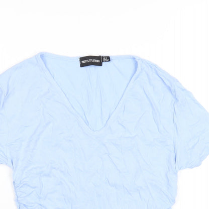 Womens UK Size 8 PRETTYLITTLETHING Blue Cropped T-Shirt