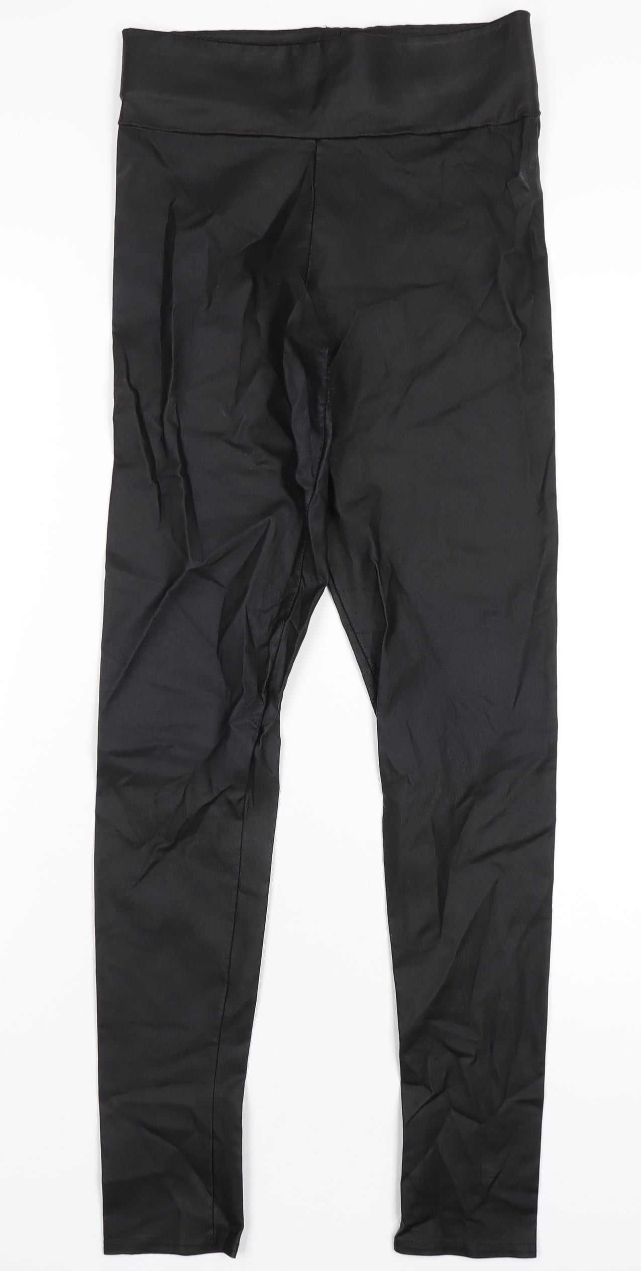 River Island Womens Black Viscose Trousers Size 12 L31 in Regular - Leather Look