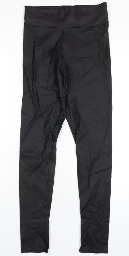 River Island Womens Black Viscose Trousers Size 12 L31 in Regular - Leather Look