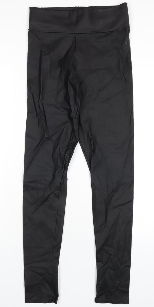 River Island Womens Black Viscose Trousers Size 12 L31 in Regular - Leather Look