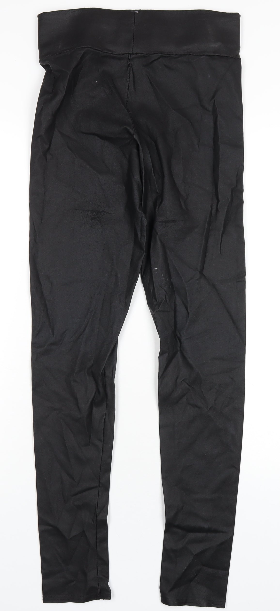 River Island Womens Black Viscose Trousers Size 12 L31 in Regular - Leather Look