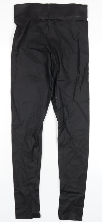 River Island Womens Black Viscose Trousers Size 12 L31 in Regular - Leather Look
