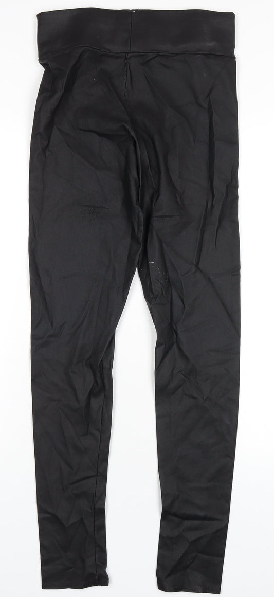 River Island Womens Black Viscose Trousers Size 12 L31 in Regular - Leather Look