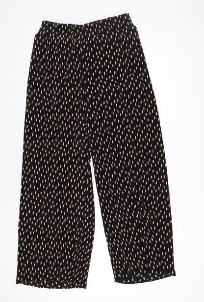 Simply Be Womens Black Geometric Polyester Trousers Size 14 L32 in Regular