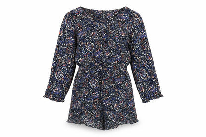 Black Swan Womens Multicoloured Geometric Viscose Playsuit One-Piece Size L Pullover