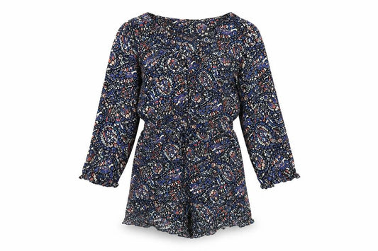 Black Swan Womens Multicoloured Geometric Viscose Playsuit One-Piece Size L Pullover
