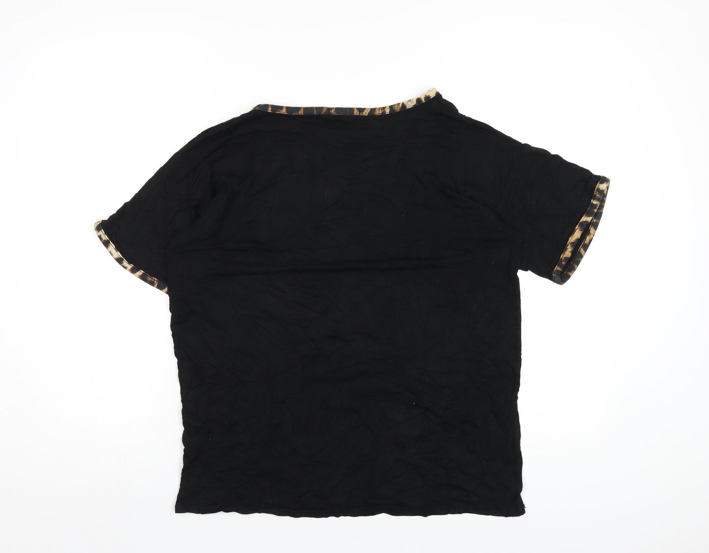 Boohoo Womens Black Viscose Basic T-Shirt Size 14 Round Neck