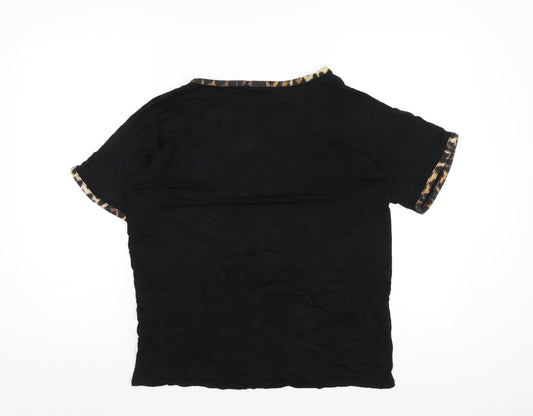 Boohoo Womens Black Viscose Basic T-Shirt Size 14 Round Neck