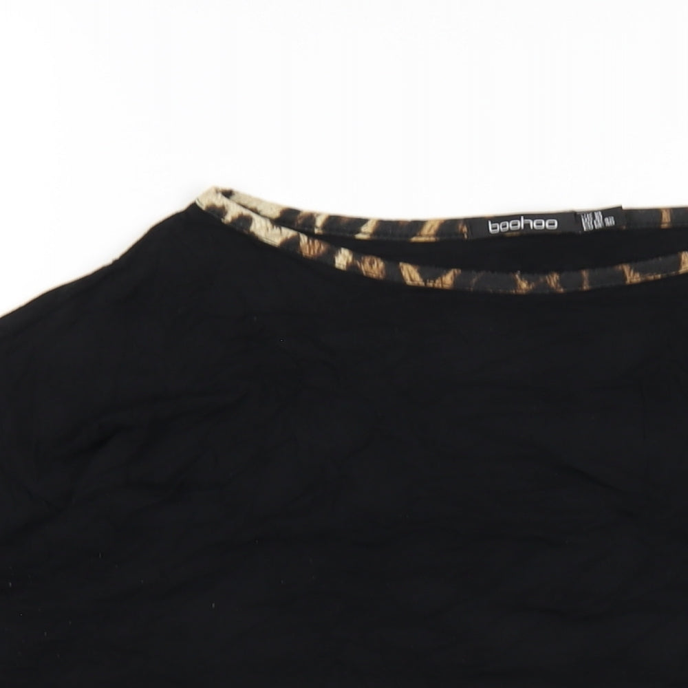 Boohoo Womens Black Viscose Basic T-Shirt Size 14 Round Neck