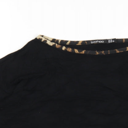 Boohoo Womens Black Viscose Basic T-Shirt Size 14 Round Neck