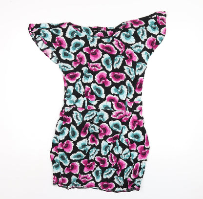 ASOS Womens Multicoloured Geometric Viscose A-Line Size 12 Round Neck Zip