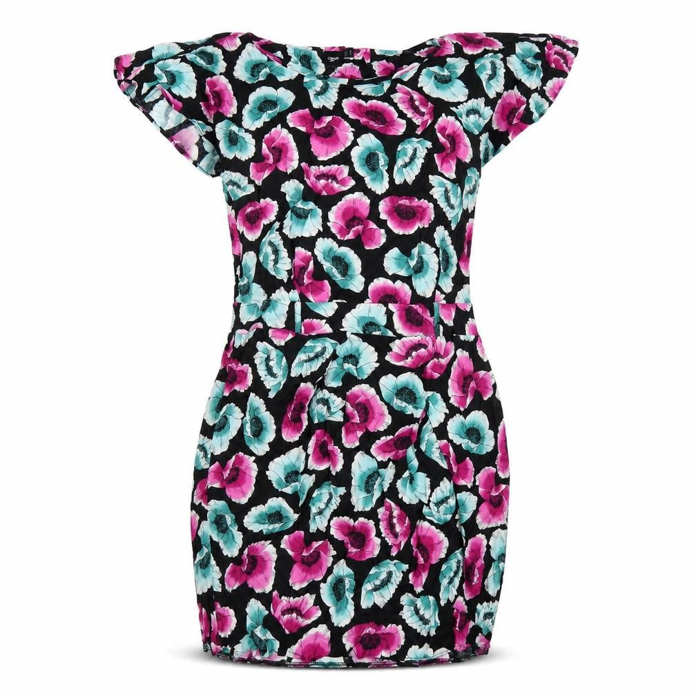 ASOS Womens Multicoloured Geometric Viscose A-Line Size 12 Round Neck Zip