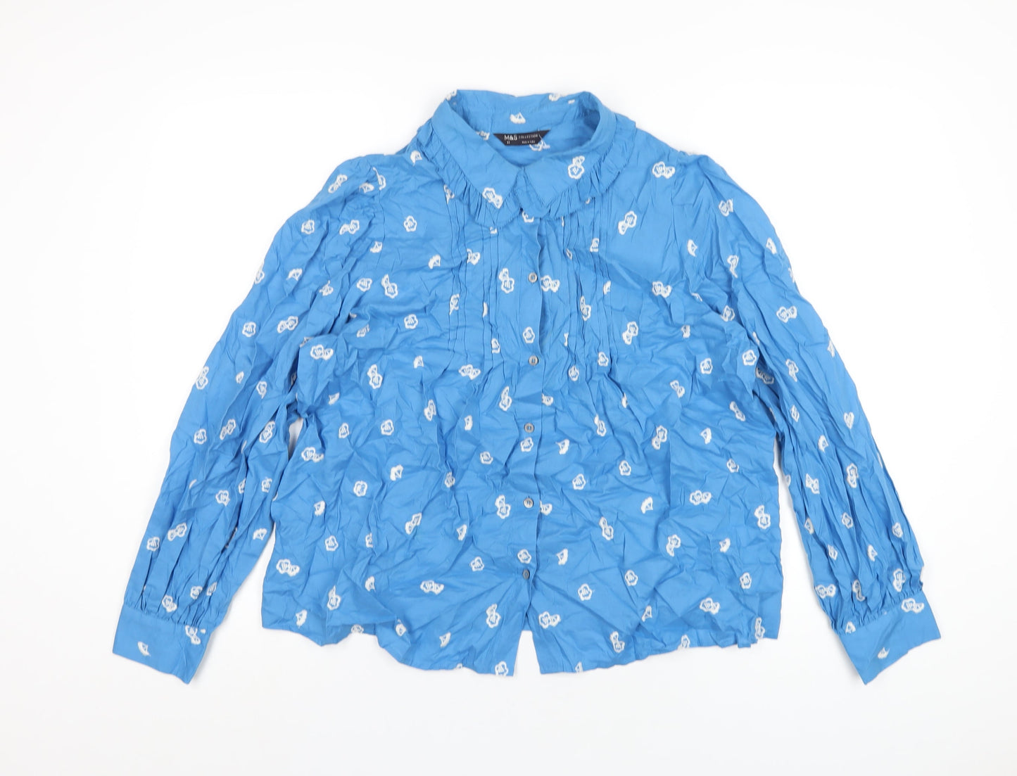 Womens UK Size 14 Marks and Spencer Blue Basic Button-Up