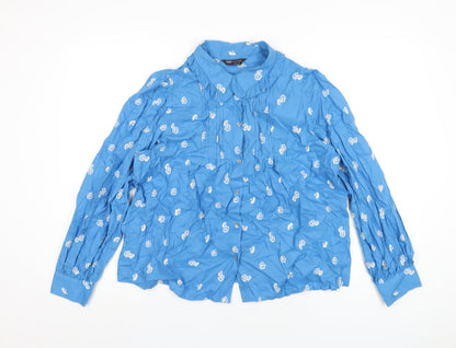 Womens UK Size 14 Marks and Spencer Blue Basic Button-Up