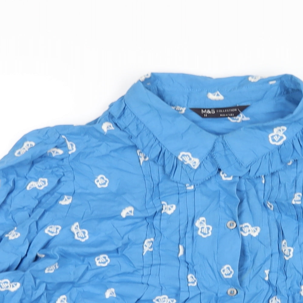 Womens UK Size 14 Marks and Spencer Blue Basic Button-Up