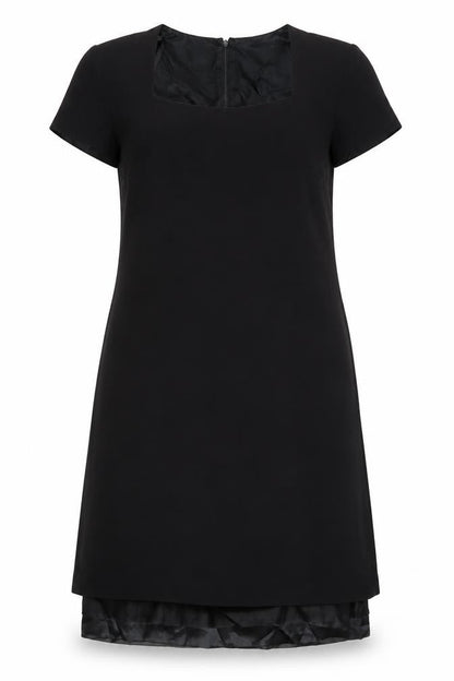 Liz Claiborne Womens Black Polyester A-Line Size 12 Square Neck Zip