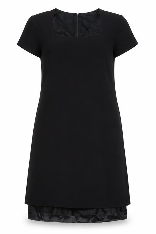 Liz Claiborne Womens Black Polyester A-Line Size 12 Square Neck Zip