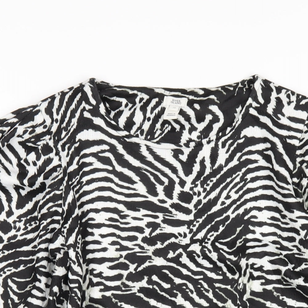 Womens UK Size 10 River Island Black Basic T-Shirt