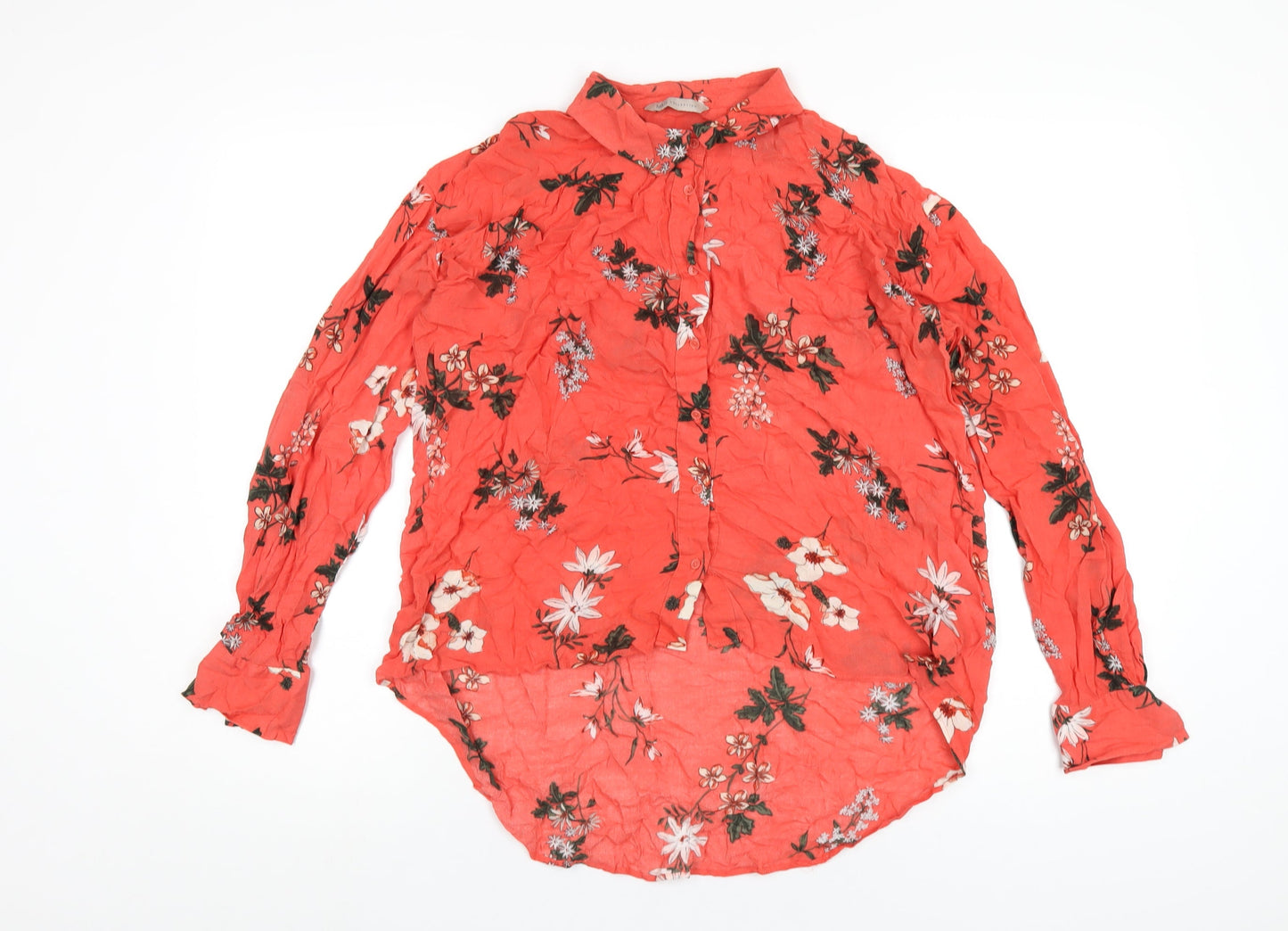 Womens UK Size 10 Marks and Spencer Red Basic Button-Up