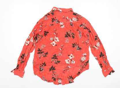 Womens UK Size 10 Marks and Spencer Red Basic Button-Up