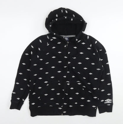 Umbro Womens Black Cotton Full Zip Hoodie Size S Zip