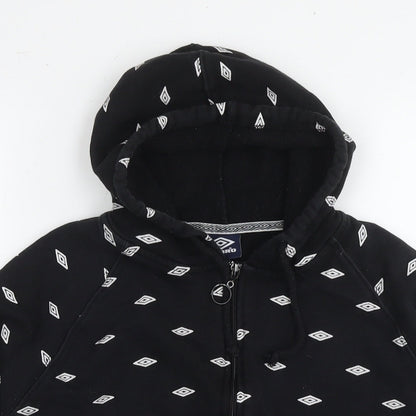 Umbro Womens Black Cotton Full Zip Hoodie Size S Zip