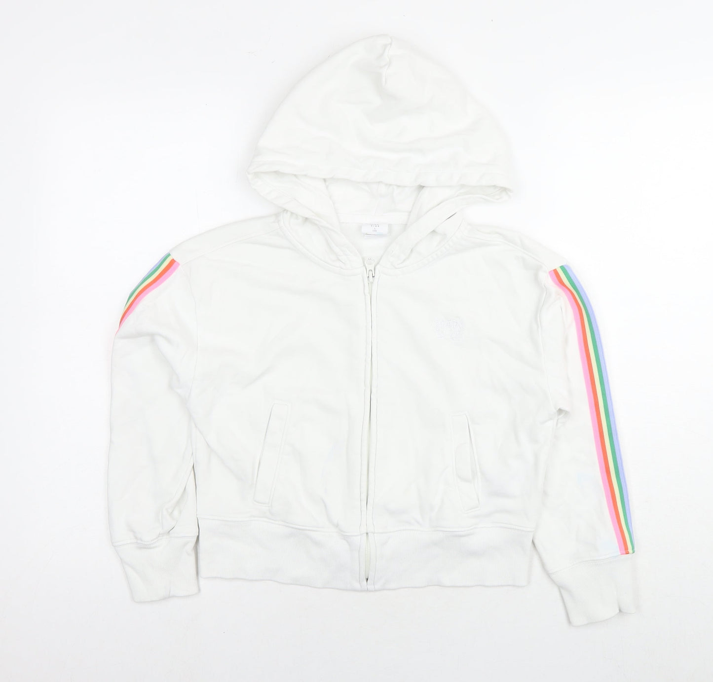 Gap Girls White Cotton Full Zip Hoodie Size 10 Years Zip