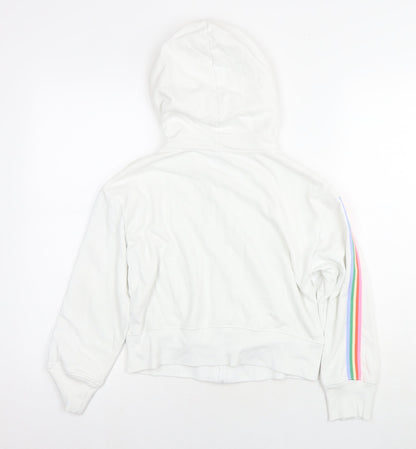 Gap Girls White Cotton Full Zip Hoodie Size 10 Years Zip