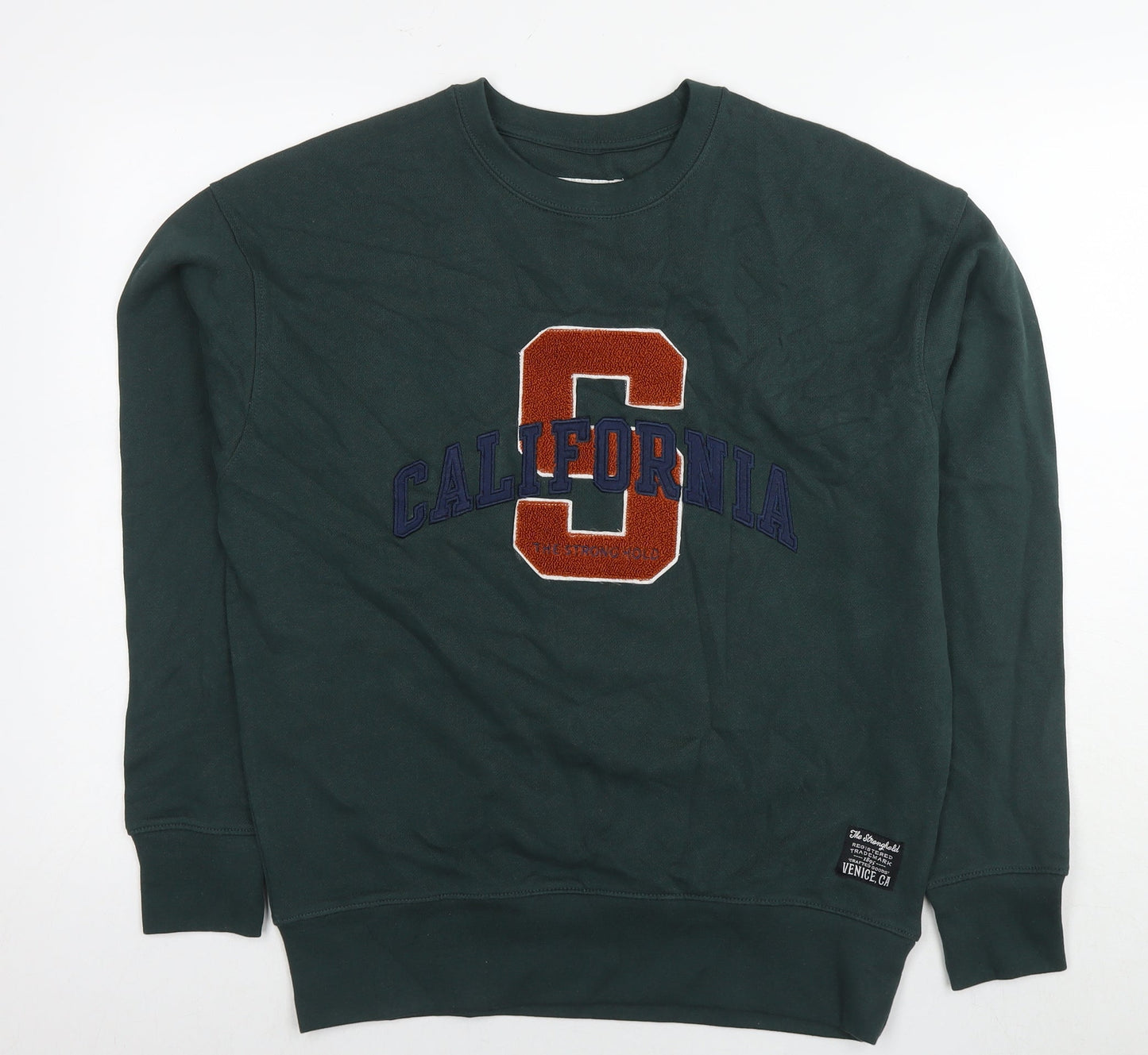 The Stronghold Mens Green Cotton Pullover Hoodie Size S - Logo