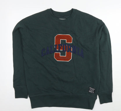 The Stronghold Mens Green Cotton Pullover Hoodie Size S - Logo