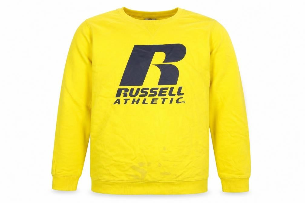 Russell Athletic Boys Yellow Cotton Pullover Sweatshirt Size 14-15 Years Pullover - Logo
