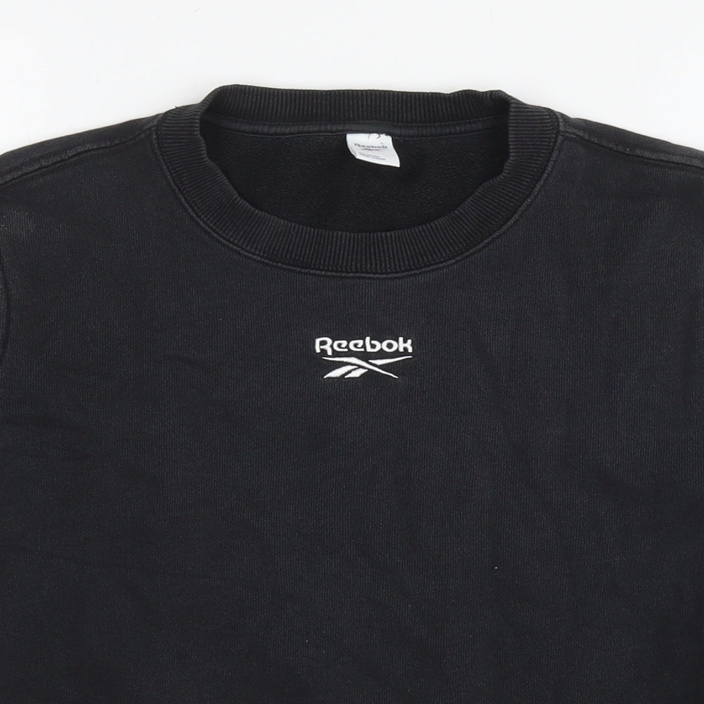 Reebok Womens Black Cotton Pullover Sweatshirt Size 8 Pullover - Size 8-10