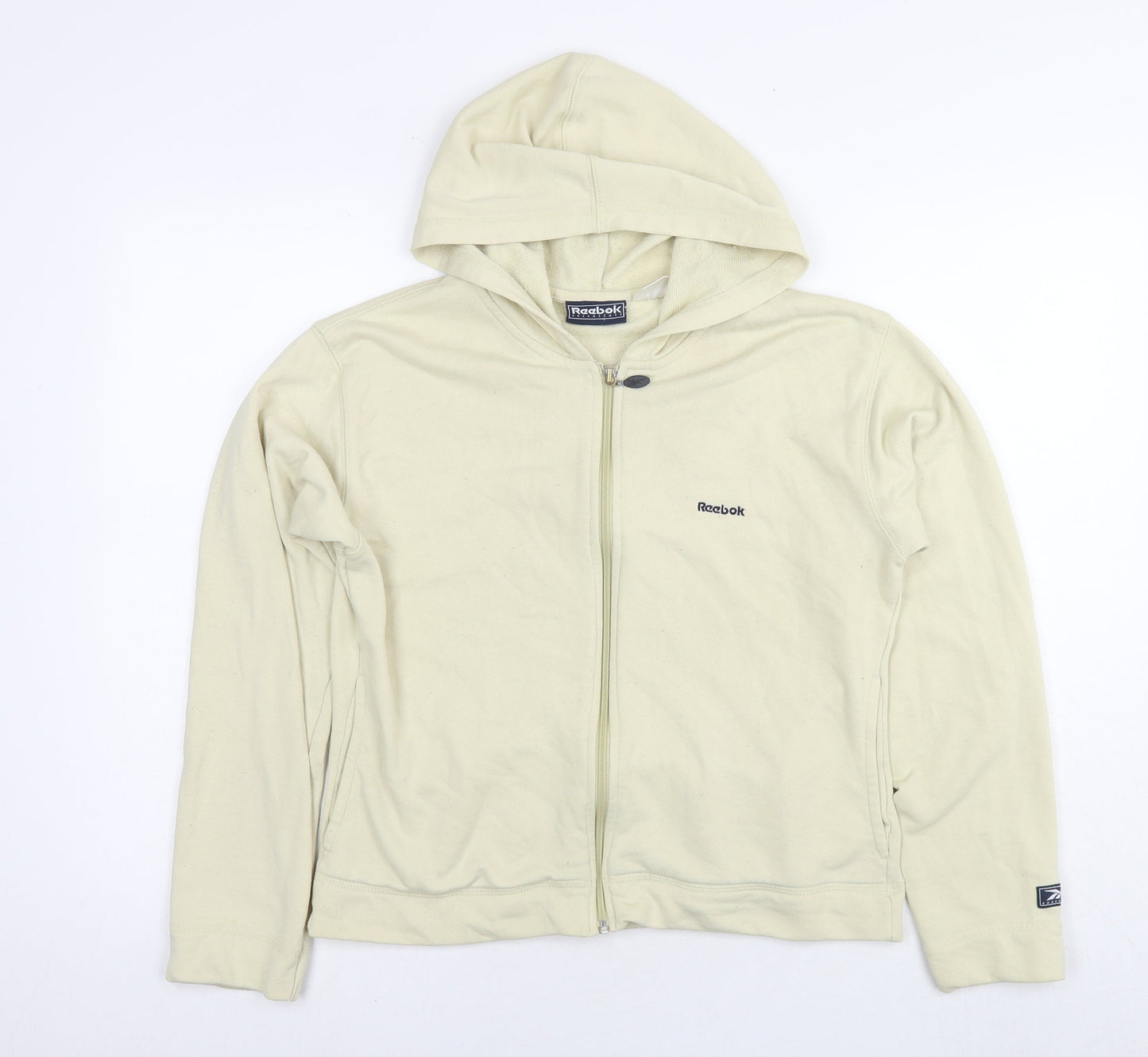Reebok Womens Beige Cotton Full Zip Hoodie Size 14 Zip