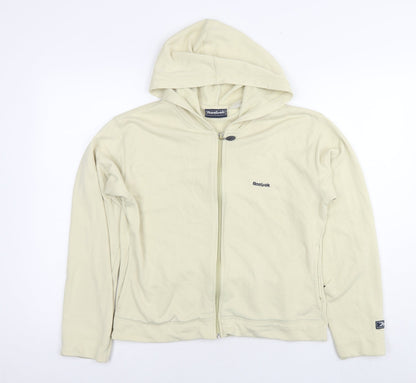 Reebok Womens Beige Cotton Full Zip Hoodie Size 14 Zip