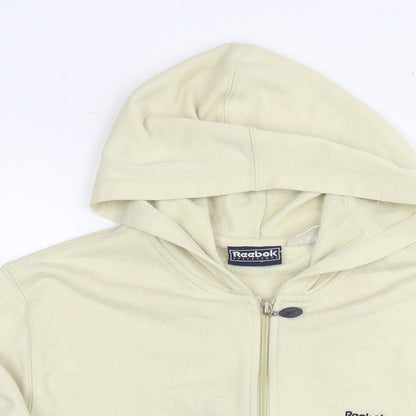Reebok Womens Beige Cotton Full Zip Hoodie Size 14 Zip