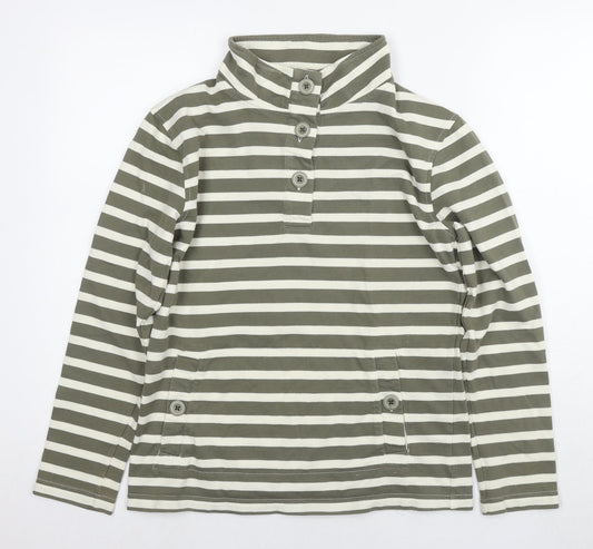 Cotton Traders Womens Green Striped Cotton Pullover Sweatshirt Size 10 Pullover - Size 10-12