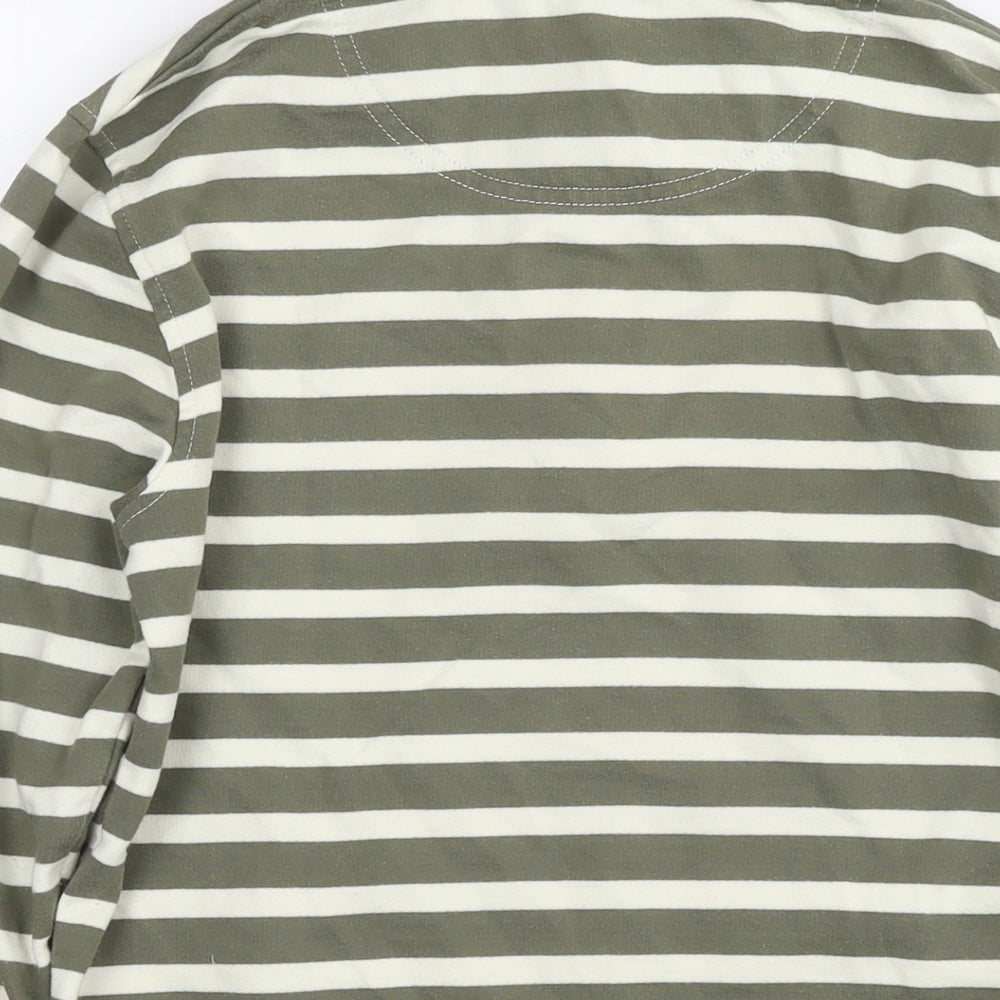 Cotton Traders Womens Green Striped Cotton Pullover Sweatshirt Size 10 Pullover - Size 10-12