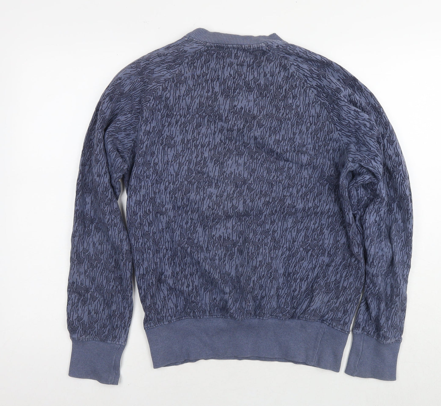 Realm & Empire Mens Blue Geometric Cotton Pullover Hoodie Size S
