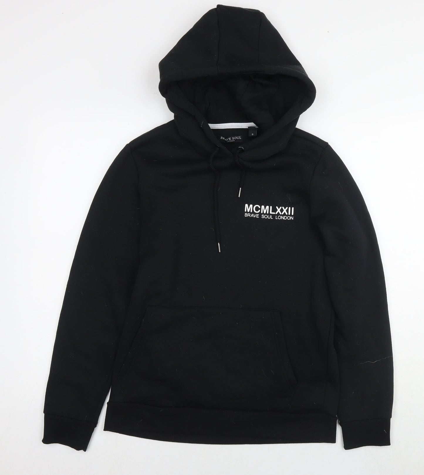 Mens UK Size S Brave Soul Black Pullover Hoodie