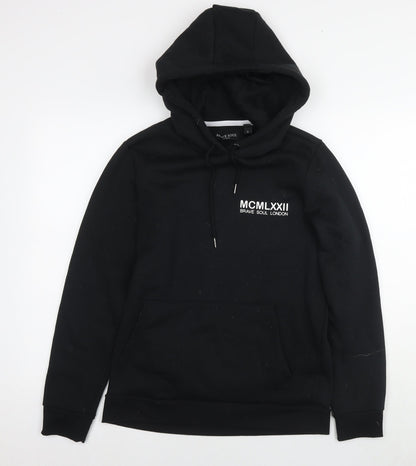 Mens UK Size S Brave Soul Black Pullover Hoodie