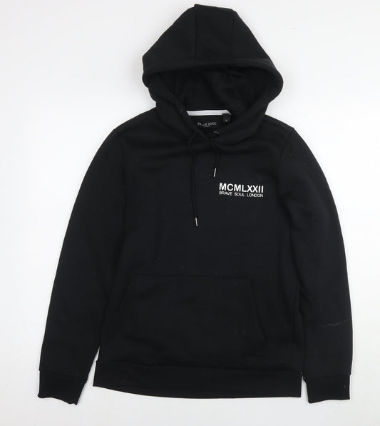Mens UK Size S Brave Soul Black Pullover Hoodie