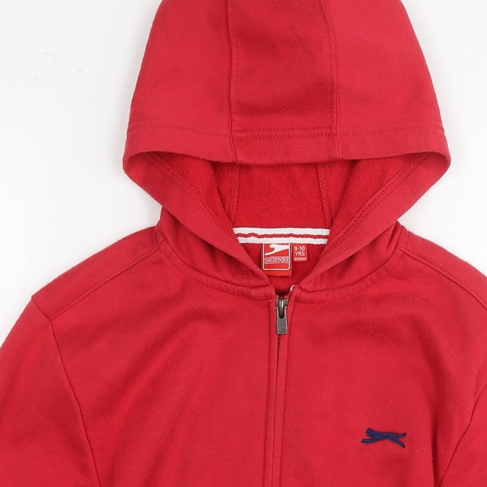 Slazenger Boys Red Polyester Full Zip Hoodie Size 9-10 Years Zip