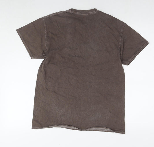 Urban Outfitters Mens Brown Polyester T-Shirt Size XS Round Neck